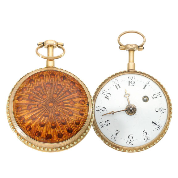 French attractive 18 carat gold and enamel verge watch Circa 1780 French attractive 18 carat gold and enamel verge watch Circa 1780