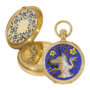 French 18 Carat gold and enamel pocket watch for Chinese market Circa 1870