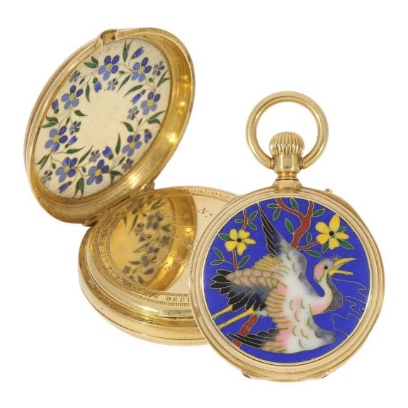 French 18 Carat gold and enamel pocket watch for Chinese market Circa 1870