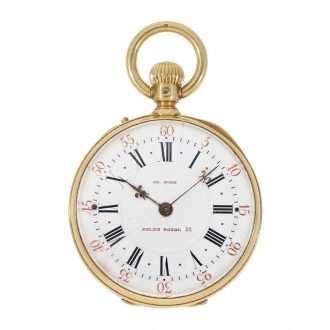 French 18 Carat gold and enamel pocket watch for Chinese market Circa 1870