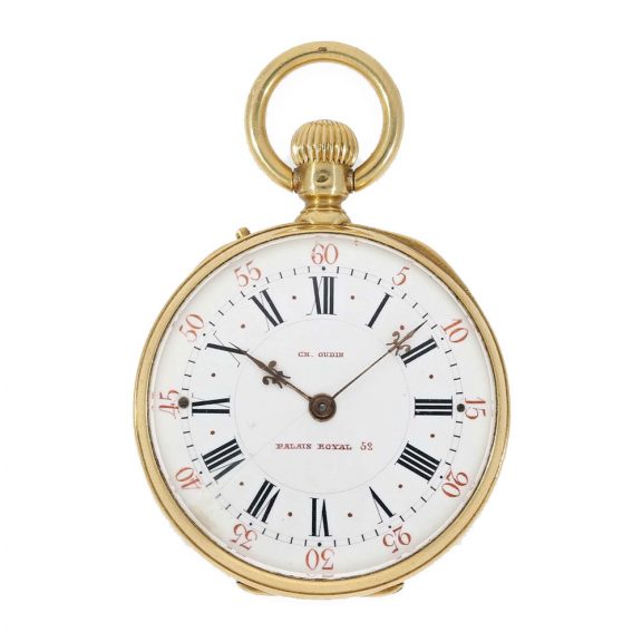 French 18 Carat gold and enamel pocket watch for Chinese market Circa 1870 French 18 Carat gold and enamel pocket watch for Chinese market Circa 1870