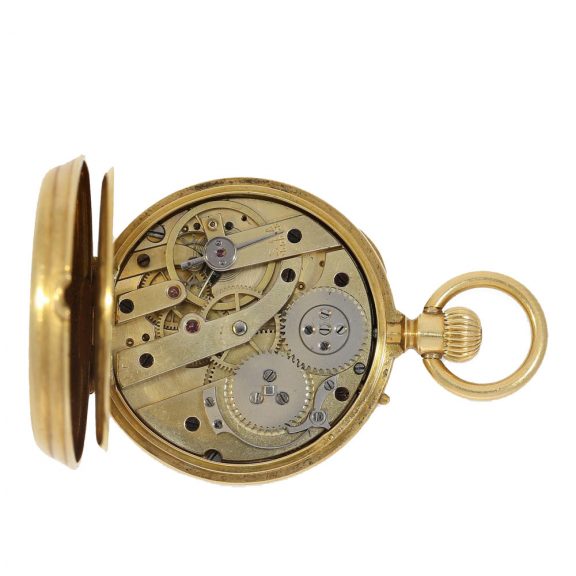 French 18 Carat gold and enamel pocket watch for Chinese market Circa 1870 French 18 Carat gold and enamel pocket watch for Chinese market Circa 1870