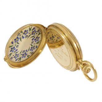 French 18 Carat gold and enamel pocket watch for Chinese market Circa 1870