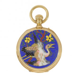 French 18 Carat gold and enamel pocket watch for Chinese market Circa 1870