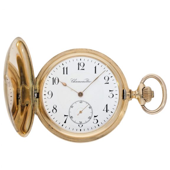 Swiss 14 Carat gold full hunter case watch with chronometer escapement Circa 1900