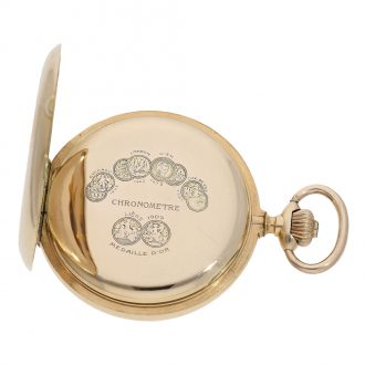 Swiss 14 Carat gold full hunter case watch with chronometer escapement Circa 1900
