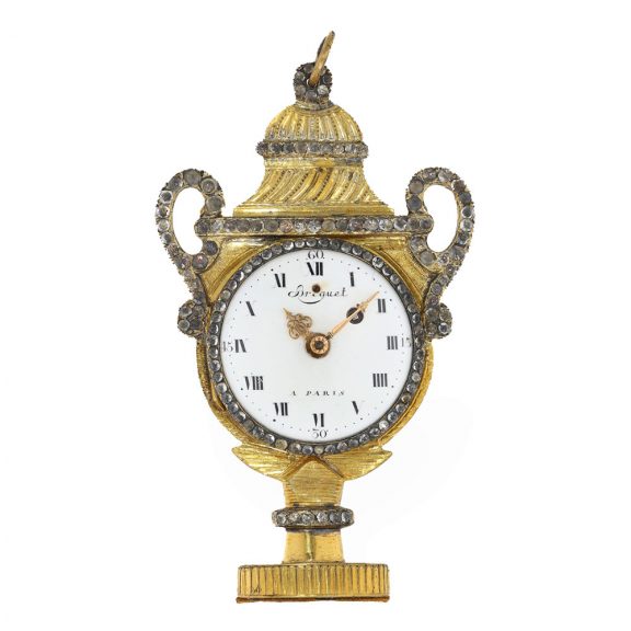 French gilt brass pendant form watch with urn shape Circa 1820