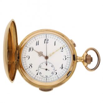 Swiss 18 carat gold full hunter cased watch with repeater Circa 1900