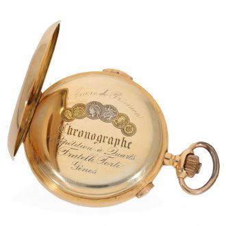 Swiss 18 carat gold full hunter cased watch with repeater Circa 1900