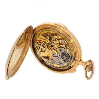 Swiss 18 carat gold full hunter cased watch with repeater Circa 1900