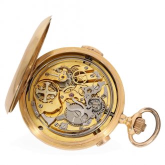 Swiss 18 carat gold full hunter cased watch with repeater Circa 1900