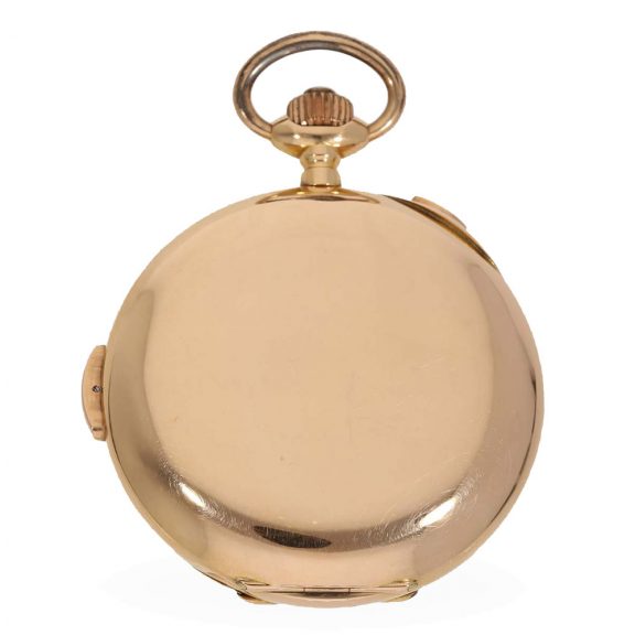 Swiss 18 carat gold full hunter cased watch with repeater Circa 1900 Swiss 18 carat gold full hunter cased watch with repeater Circa 1900