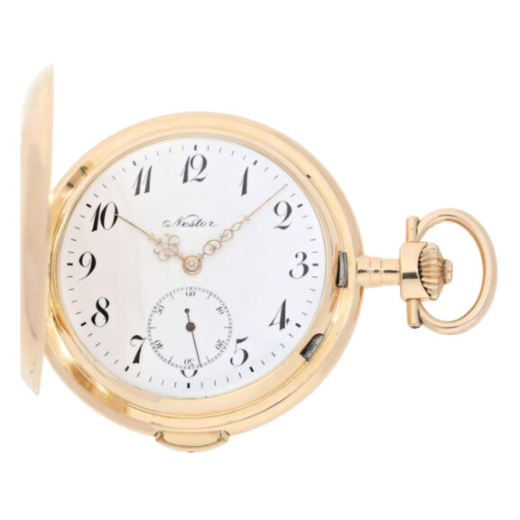 Swiss gold pocket watch with a rare Carrillon battle Circa 1895