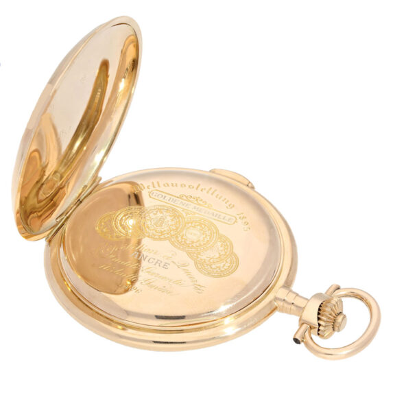 Swiss gold pocket watch with a rare Carrillon battle Circa 1895 Swiss gold pocket watch with a rare Carrillon battle Circa 1895