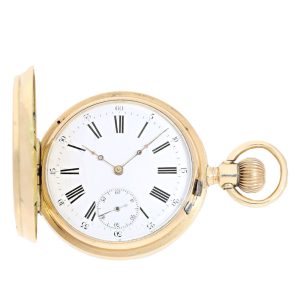 Swiss gold lever with backside calender Circa 1880