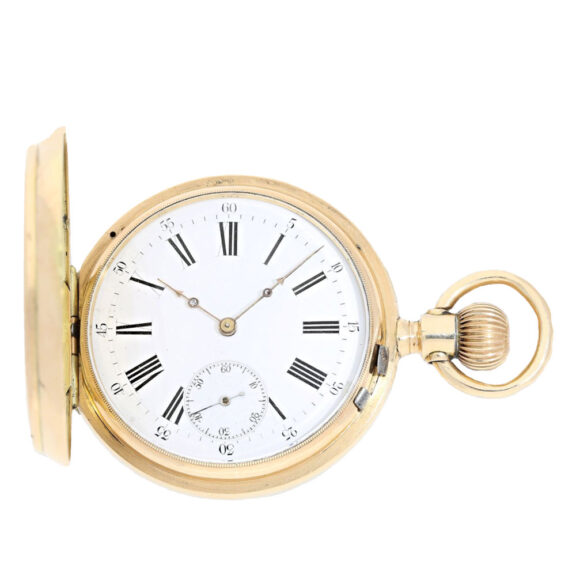 Swiss gold lever with backside calender Circa 1880
