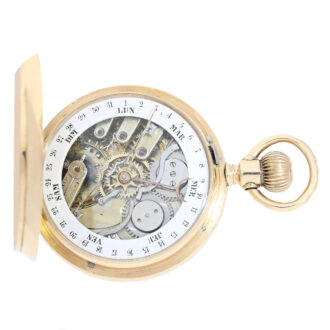 Swiss gold lever with backside calender Circa 1880