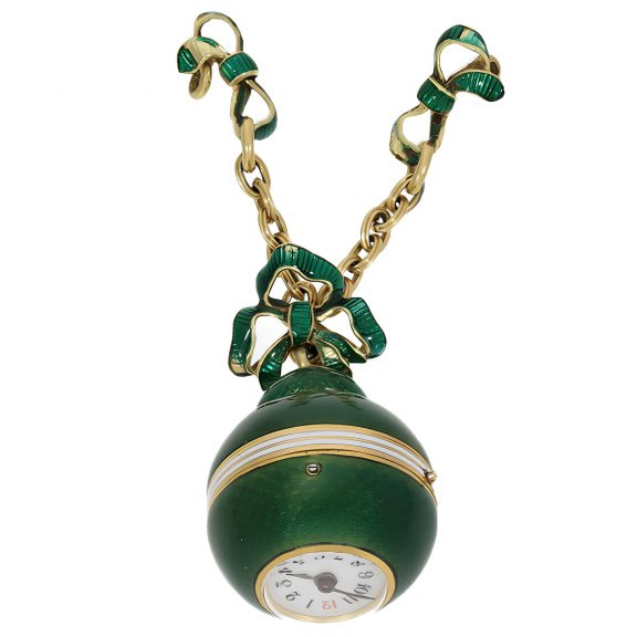 Swiss gold and green enamel Boule de Genève watch Circa 1890
