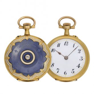 Swiss 18 carat gold Art Nouveau pocket- and pendant watch Circa 1910