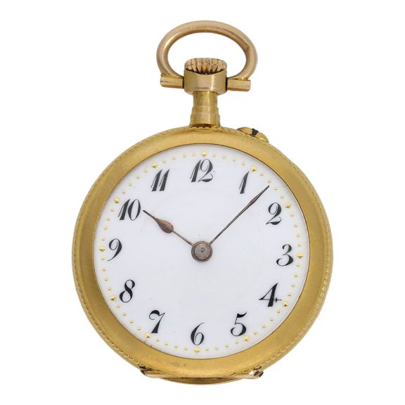 Swiss 18 carat gold Art Nouveau pocket- and pendant watch Circa 1910