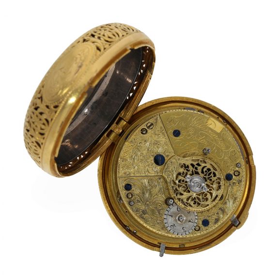 English gilt clockwatch with quarter hour self strike Circa 1770 English gilt clockwatch with quarter hour self strike Circa 1770