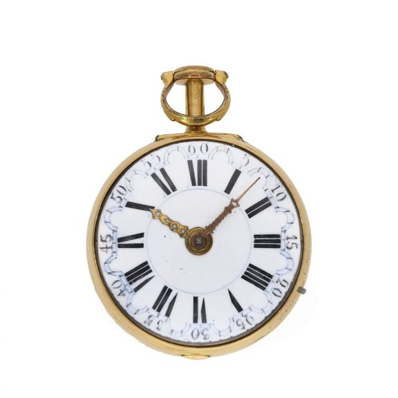 English gilt clockwatch with quarter hour self strike Circa 1770 English gilt clockwatch with quarter hour self strike Circa 1770