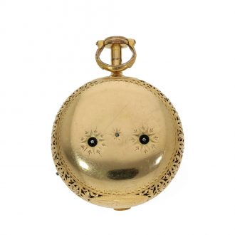 English gilt clockwatch with quarter hour self strike Circa 1770