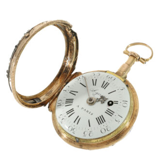 French 18 carat gold and enamel early verge watch Circa 1750