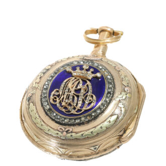 French 18 carat gold and enamel early verge watch Circa 1750