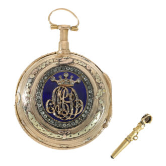 French 18 carat gold and enamel early verge watch Circa 1750