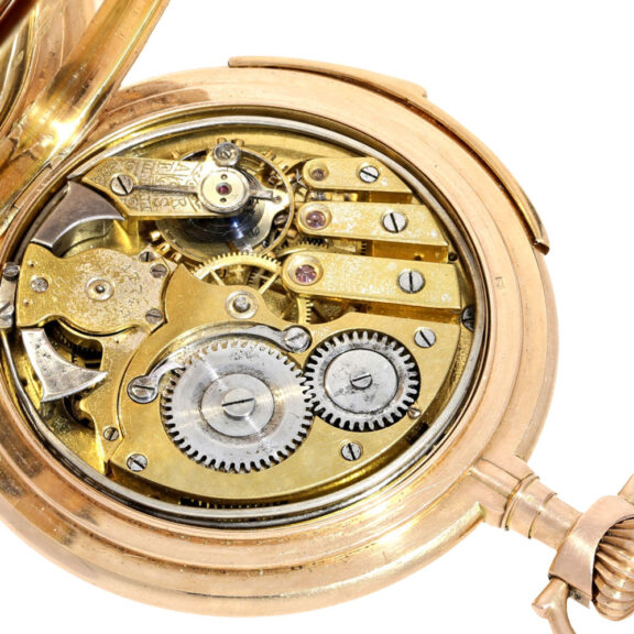 Swiss gold lever with repeating hours and quarters Circa 1900 Swiss gold lever with repeating hours and quarters Circa 1900