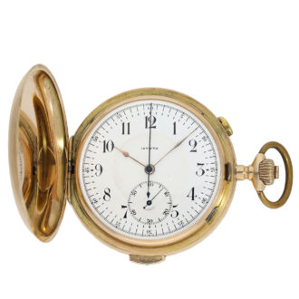Swiss red gold full hunting case watch with repeater and chronograph Circa 1900