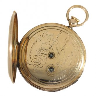 Swiss 18 carat gold interesting thin lépine watch Circa 1836