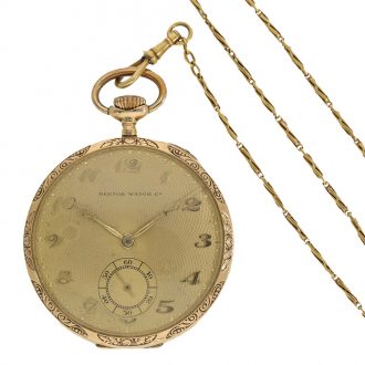 German 14 carat gold elegant dress watch with special dial Circa 1925