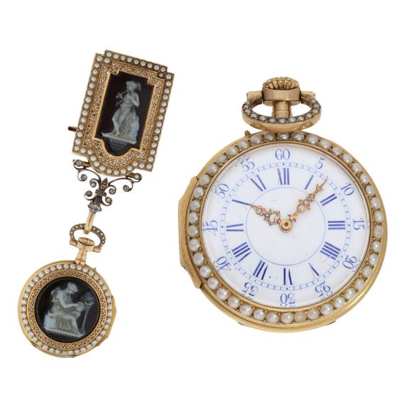 French 18 Carat gold watch with valuable chatelaine and brooch Circa 1880 French 18 Carat gold watch with valuable chatelaine and brooch Circa 1880