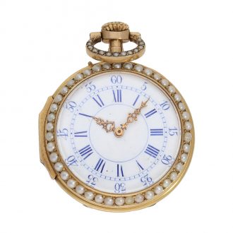 French 18 Carat gold watch with valuable chatelaine and brooch Circa 1880 French 18 Carat gold watch with valuable chatelaine and brooch Circa 1880