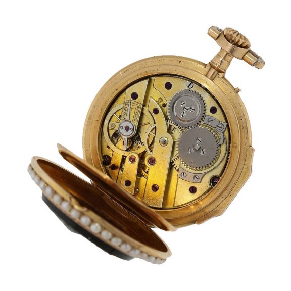 French 18 Carat gold watch with valuable chatelaine and brooch Circa 1880 French 18 Carat gold watch with valuable chatelaine and brooch Circa 1880