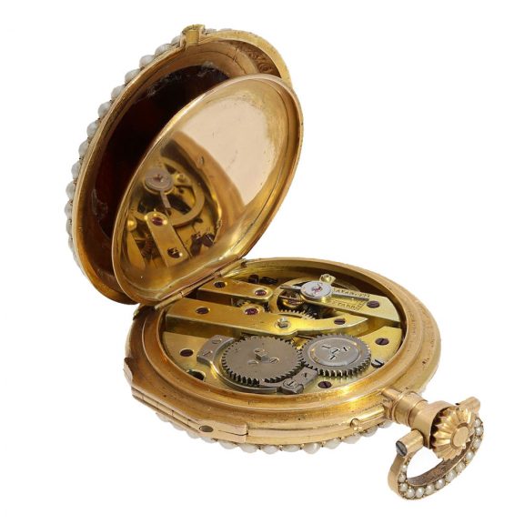 French 18 Carat gold watch with valuable chatelaine and brooch Circa 1880 French 18 Carat gold watch with valuable chatelaine and brooch Circa 1880