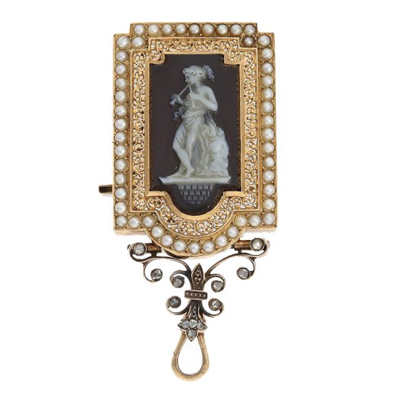 French 18 Carat gold watch with valuable chatelaine and brooch Circa 1880 French 18 Carat gold watch with valuable chatelaine and brooch Circa 1880