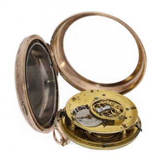 Swiss pink gold clock watch with self strike probably Circa 1800