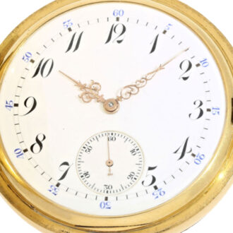 Swiss gold lever with a beautiful bleu monogram Circa 1900 Swiss gold lever with a beautiful bleu monogram Circa 1900