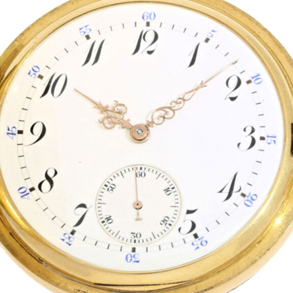Swiss gold lever with a beautiful bleu monogram Circa 1900 Swiss gold lever with a beautiful bleu monogram Circa 1900