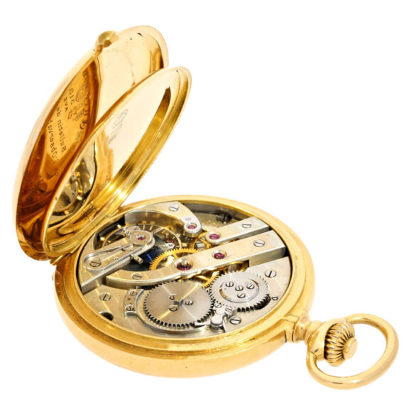 Swiss gold lever with a beautiful bleu monogram Circa 1900 Swiss gold lever with a beautiful bleu monogram Circa 1900