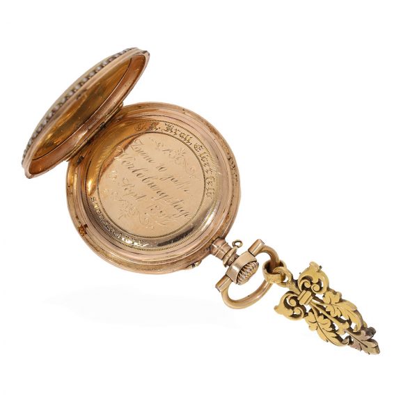Swiss 14 Carat red gold and enamel precision pocket watch Circa 1897 Swiss 14 Carat red gold and enamel precision pocket watch Circa 1897