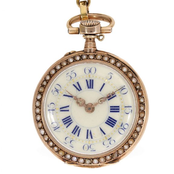 Swiss 14 Carat red gold and enamel precision pocket watch Circa 1897 Swiss 14 Carat red gold and enamel precision pocket watch Circa 1897