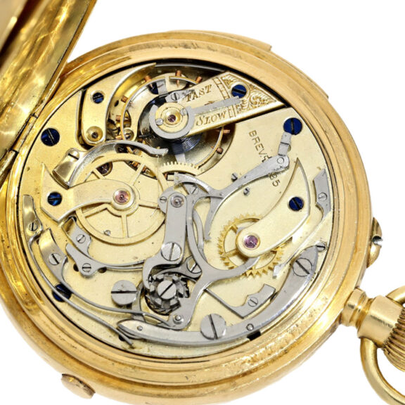 Swiss gold hunting case watch with roman numerals Circa 1890 Swiss gold hunting case watch with roman numerals Circa 1890