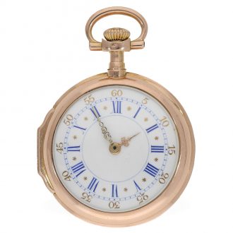 Swiss 18 carat rose gold open faced cylinder watch Circa 1880