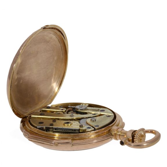 Swiss 18 carat rose gold open faced cylinder watch Circa 1880 Swiss 18 carat rose gold open faced cylinder watch Circa 1880