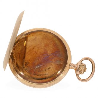 Swiss 14 carat gold full hunter cased ‘Haute Precision’ watch Circa 1900