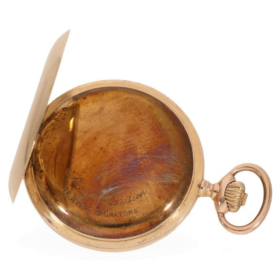 Swiss 14 carat gold full hunter cased ‘Haute Precision’ watch Circa 1900 Swiss 14 carat gold full hunter cased ‘Haute Precision’ watch Circa 1900